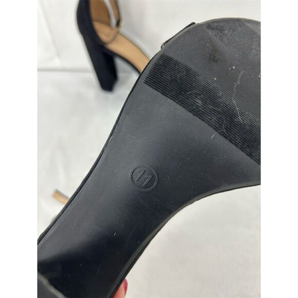 Merona Women's Black Suede Slingback Block Heel Sandals Size 11 - Picture 5 of 7